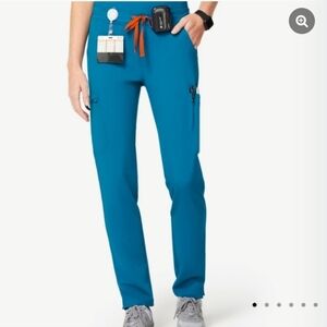Figs Yola Scrub women's straight-leg pants Alps Blue medical professional sz M.